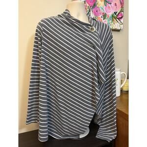 Bobeau Studio B Women’s One Button Blue And White Striped Cardigan Size Small